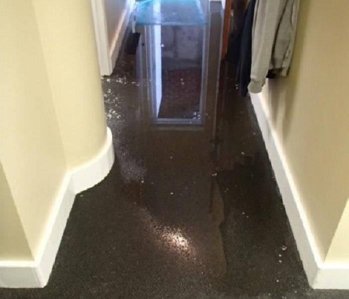 Flood water on floor of a hotel