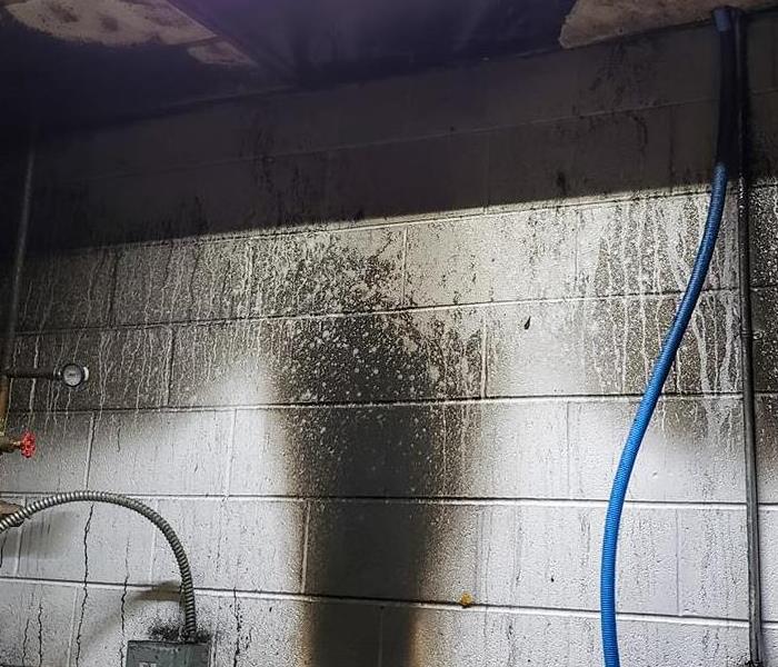 Soot damage on the walls