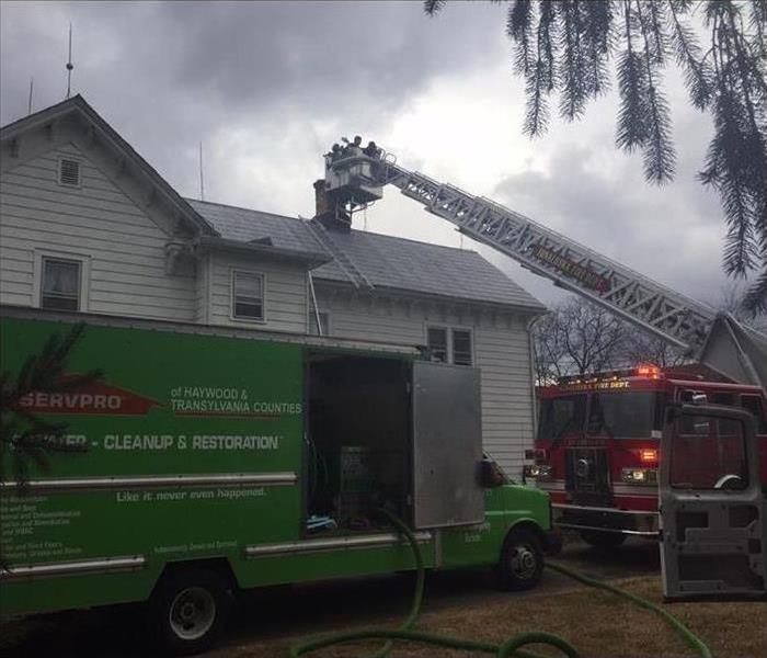 Restoration company is cleaning a property after fire damage